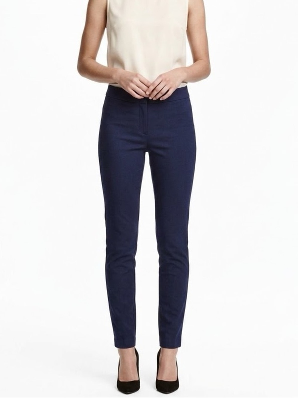 H&M Women’s Navy High Rise Side Zip Stretch Skinny Ankle Pants size 6